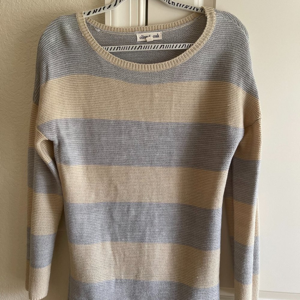 Olive & Oak sweater, size Small, gray and tan stripes